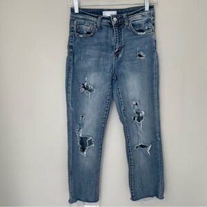 Vervet Jeans Women's 26 Cropped Ankle Blue Denim High Rise Straight Distressed